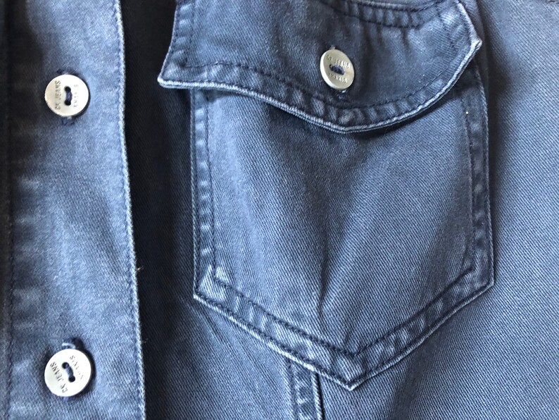Womens Vintage 1990s Denim Calvin Klein Mini Button Dress UK image 6