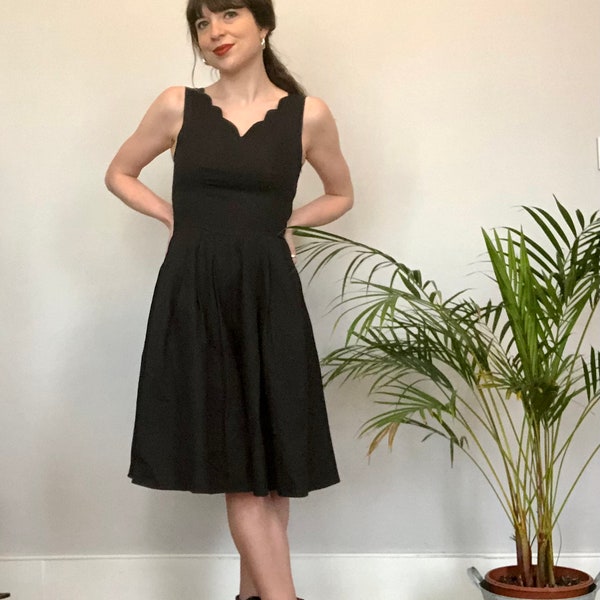 Classic Vintage 1950s Laura Ashley Black Cocktail Dress, UK 6-8