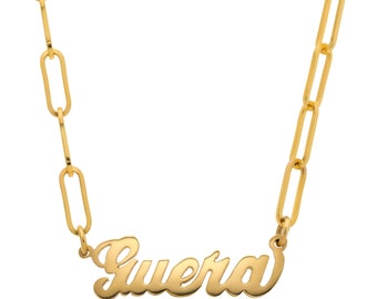 LJ Hand Cut Name Link Chain Necklace