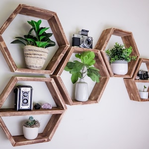 Hexagon Shelf, Distressed Hexagon, Honeycomb Shelf, Boho Decor, Floating Shelf, Rustic Shelf, Wall Art, Geometry Shelves,Essential Oil Shelf