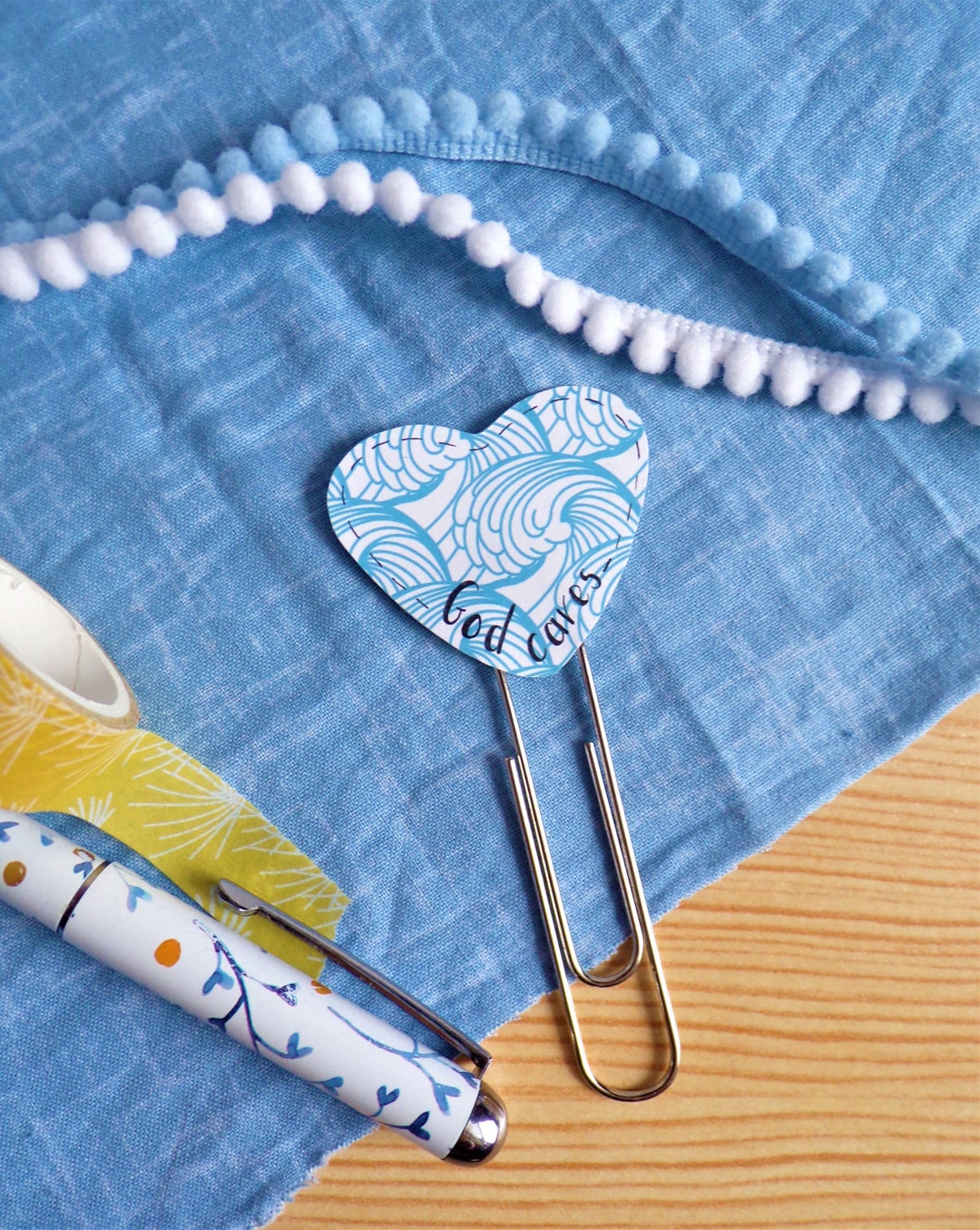 Heart Paperclip Bookmark God Cares Etsy