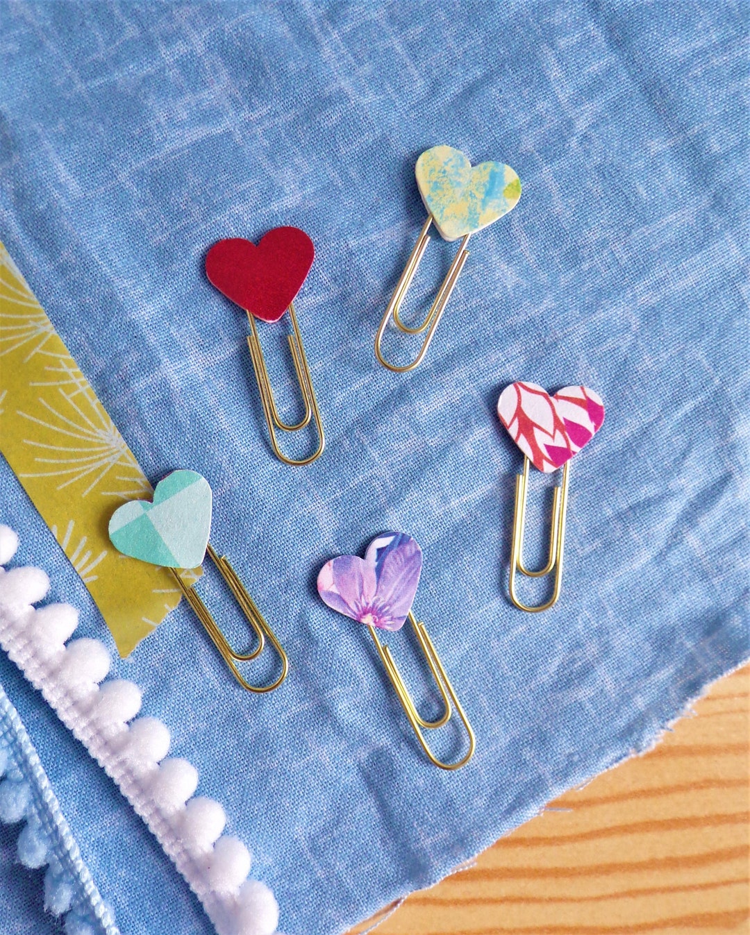 Mini Heart Paperclip Bookmarks Gold Pack of 5 Etsy UK