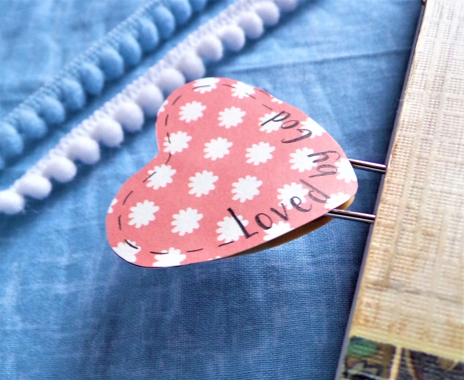 Heart Paperclip Bookmark Loved by God Etsy