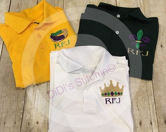 Boys Mardi Gras Polo Shirt/Embroidered Personalized Mardi Gras Shirt/