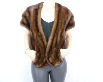 Fur Stole / Vintage fur stole / Mink fur stole/ Fur Wrap/ Vintage shawl / Vintage Wrap/ Brown fur stole/ evening stole/ Size Small