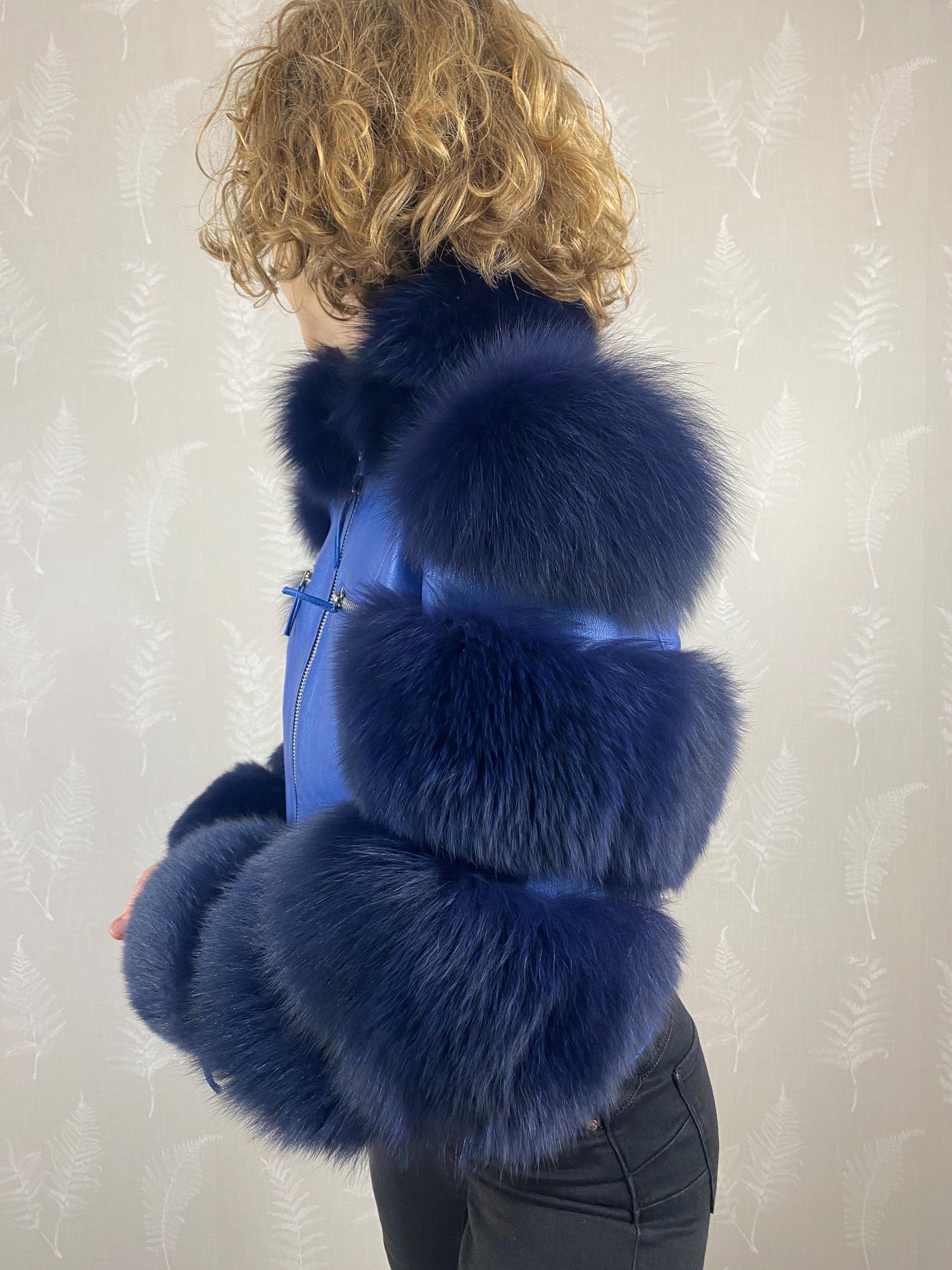 BALM AN ラムスキンレザージャケット❤️ブルーフォックスファー BALM AN ラムスキンレザージャケット❤️ブルーフォックスファー BALM