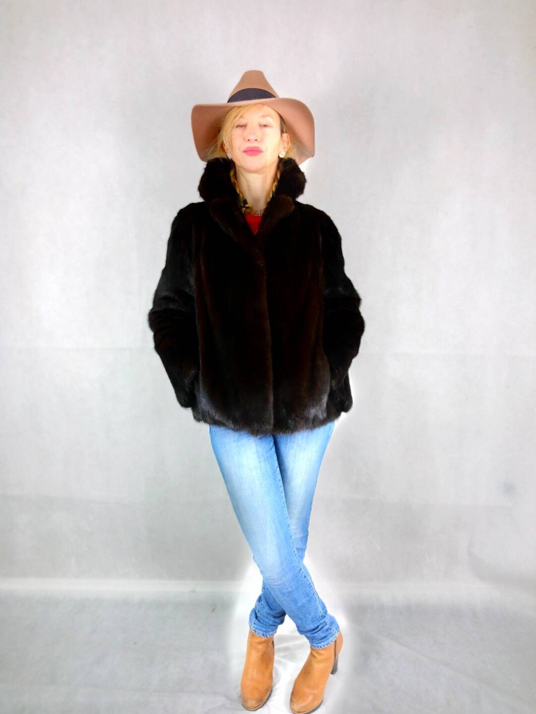 Real Fur Jacket/ Vintage Real Mink Jacket/ Brown Mink Jacket / Etsy