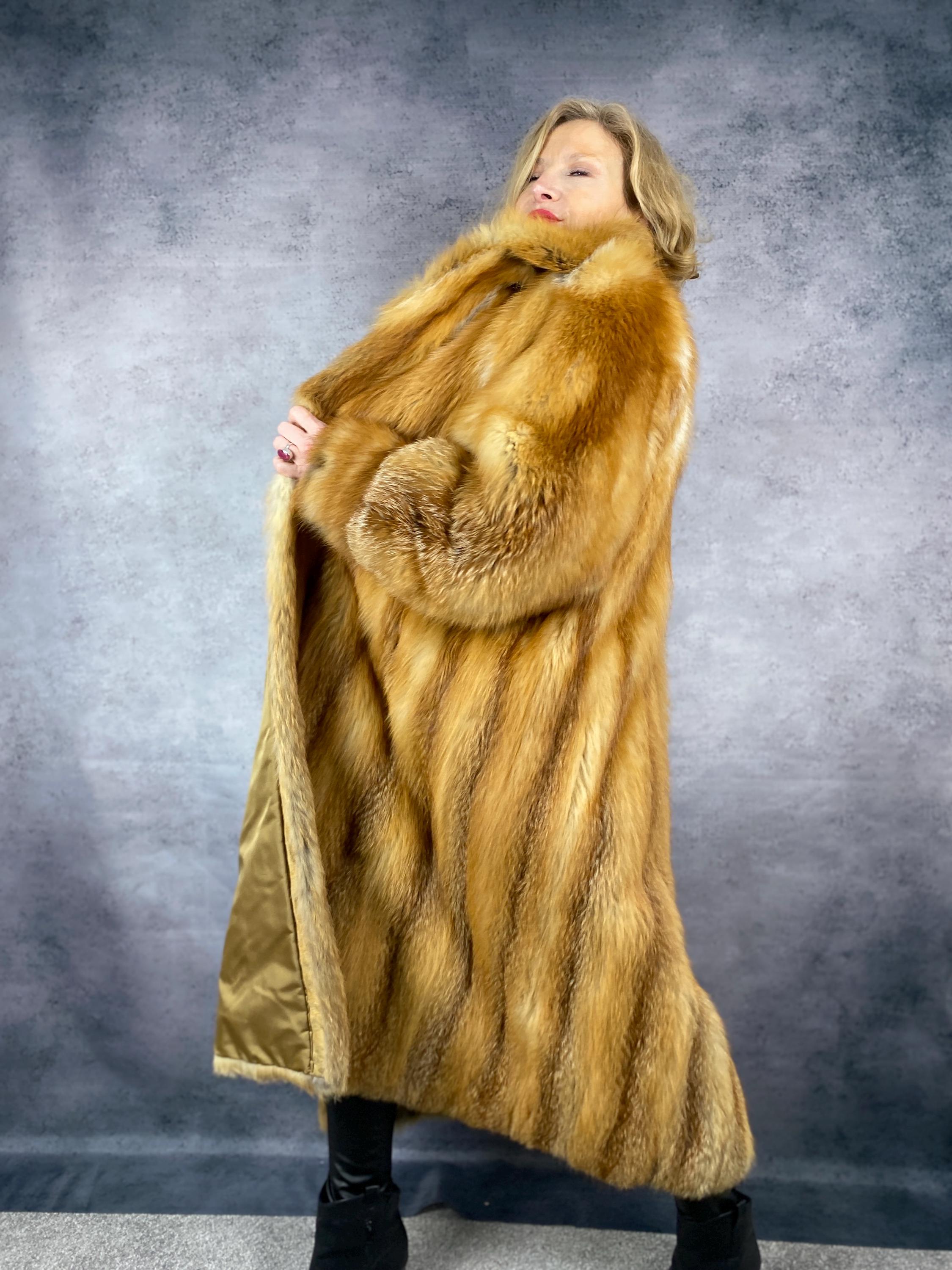 Fur Coat Red Fox Fur Coat Long Fur Coat Medium Size Etsy