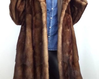 Vintage Mink Fur Coat, Honey Brown Saga Pelts, Size Medium