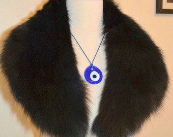 Real fur collar. Real fur black fox collar. Overcoat collar unisex. fur collar coat mens. fur necklace. fur removable necklace. detachable