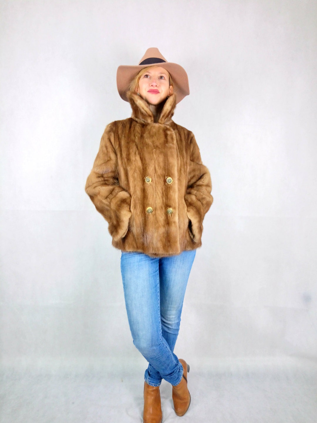 Veste Fausse Fourrure Brun Mink Par Live A Little - Neuve Avec Défauts Taille S