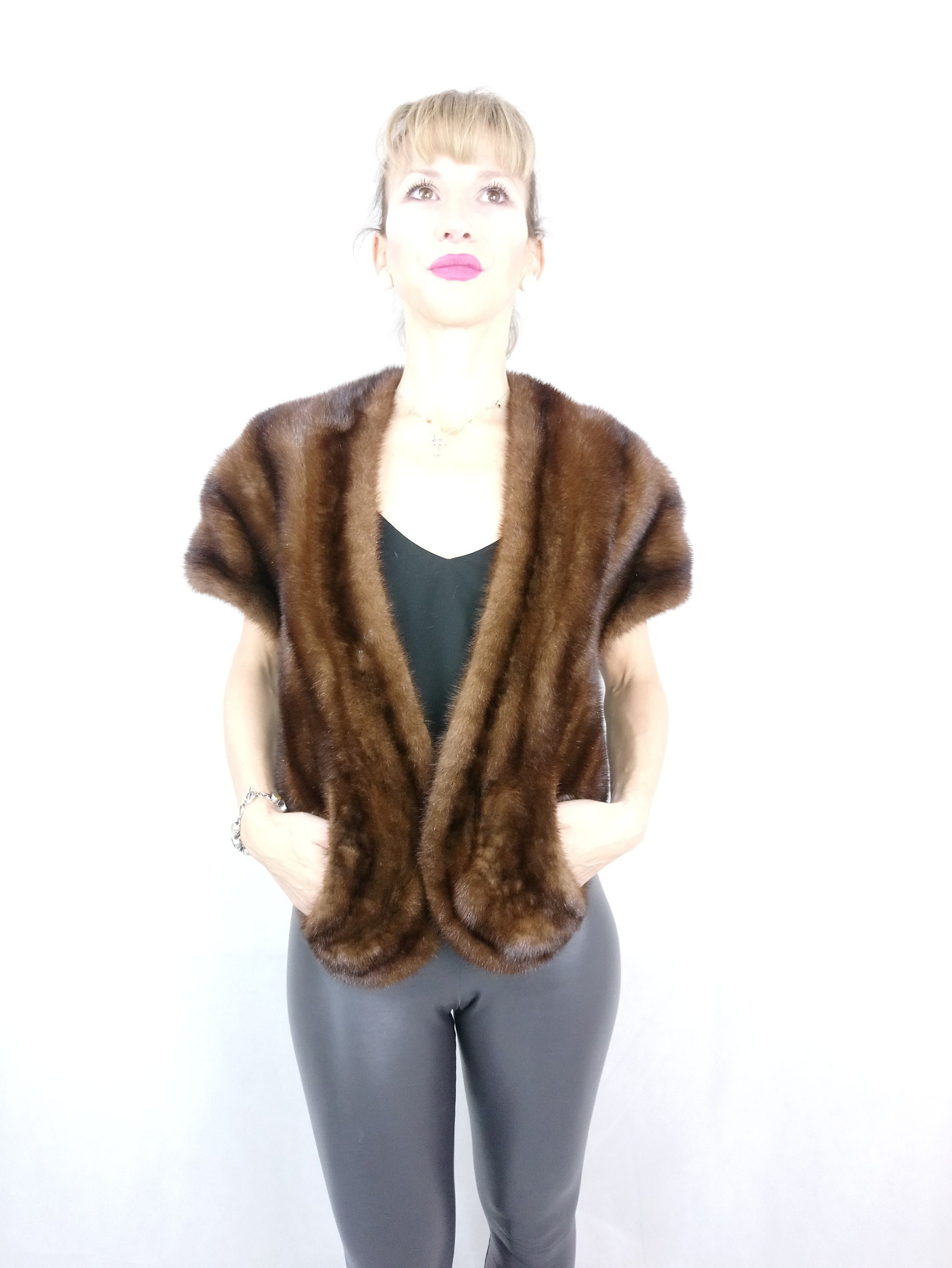 Vintage Brown Fur Stole - Etsy Vintage Brown Fur Stole - Etsy