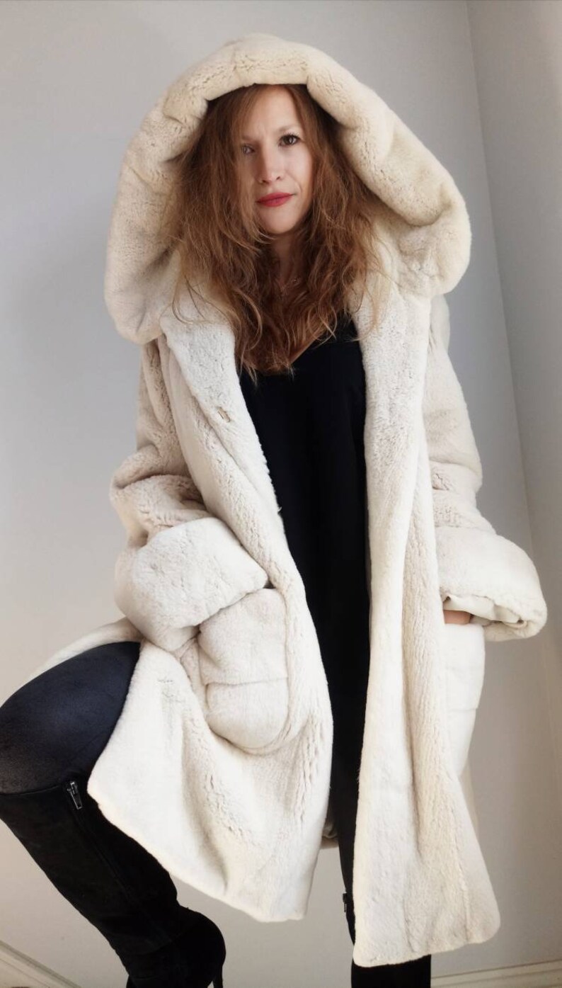 White Mink Teddy Coat Real Fur Coat White Real Fur Sheared Etsy