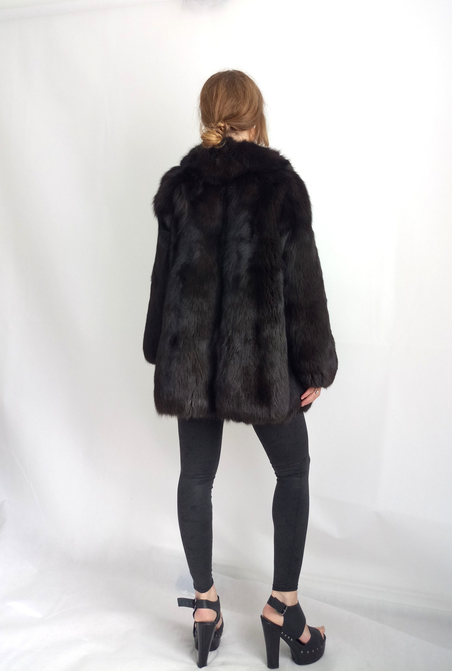 Real Fur Coat Woman. Real Fox Fur Coat/ Black Fox Coat/ Real Etsy UK