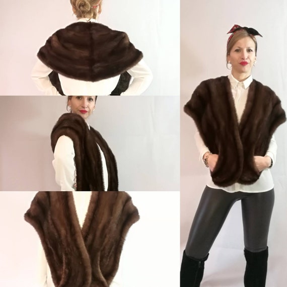 Brown fur stole. Real Mink Fur Stole. chocolate br