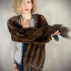 Fur Stole / Vintage fur stole / Sable fur stole / chocolate brown Fur Wrap/ Vintage shawl / Vintage Wrap/ Brown fur stole/ evening stole