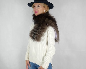 Real fox fur scarf. Genuine long fur boa. Fox long scarf. Silver fox stole.Luxury Fox Stole. Fox wrap.