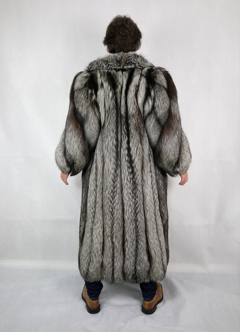 Silver Fox Fur Coat. Full Length Real Fox Fur Coat. Man Long Etsy UK