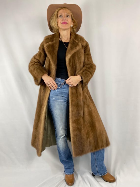 Vintage Mink Fur Long Coat: Demi Buff Brown, Size S. Monogram it with your initials