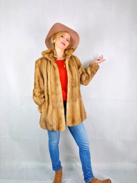 Vintage real mink jacket light brown. Personalisa… - image 3