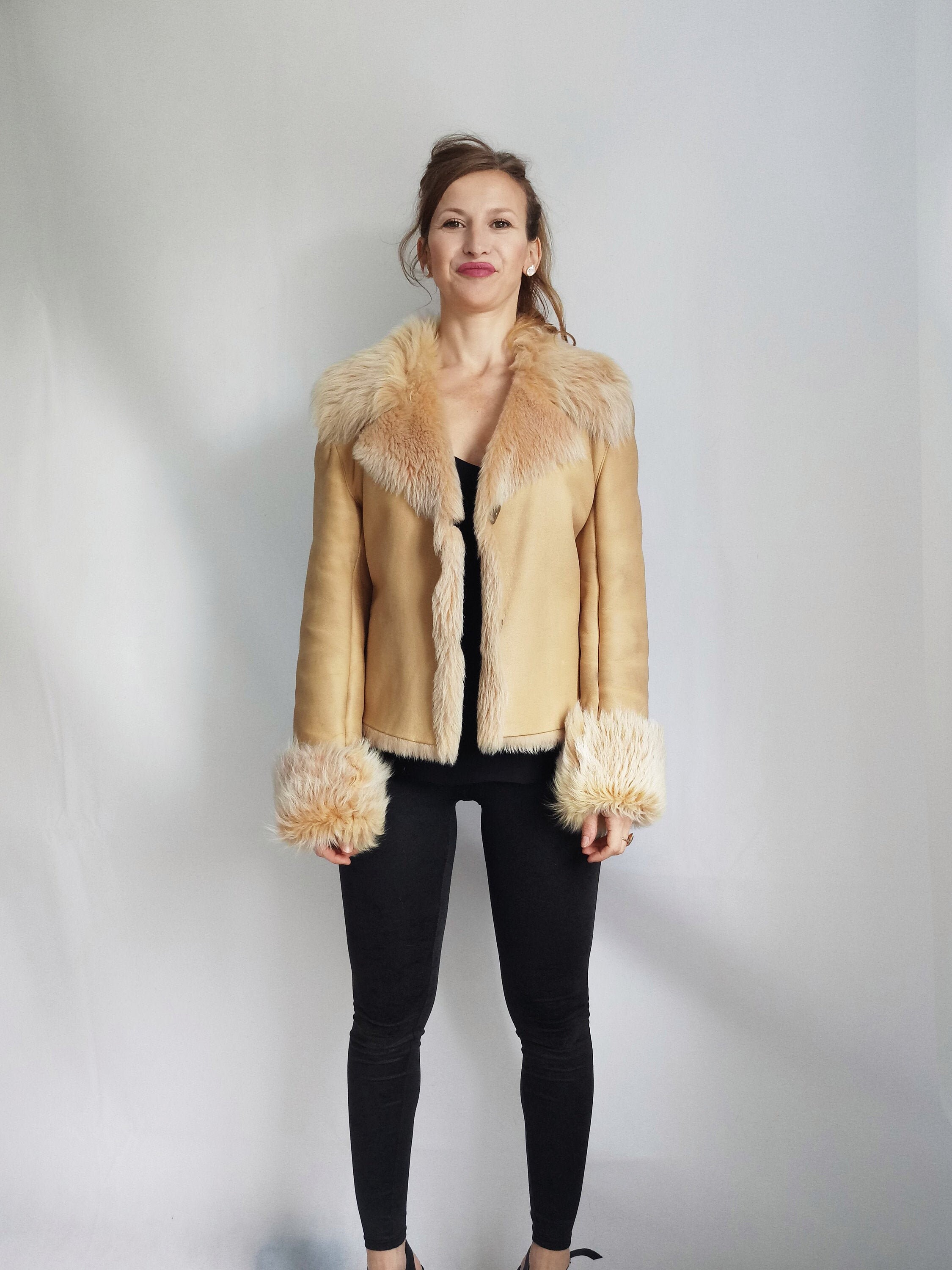 cream sheepskin jacket
