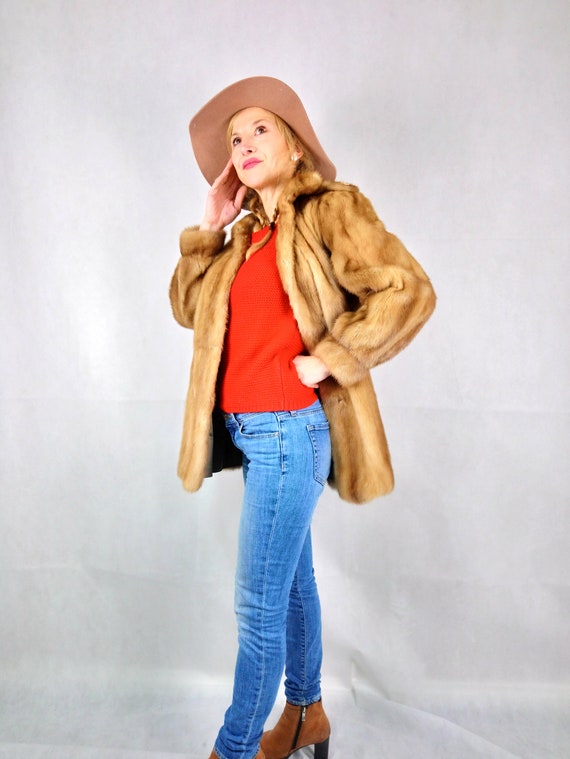 Vintage real mink jacket light brown. Personalisa… - image 6