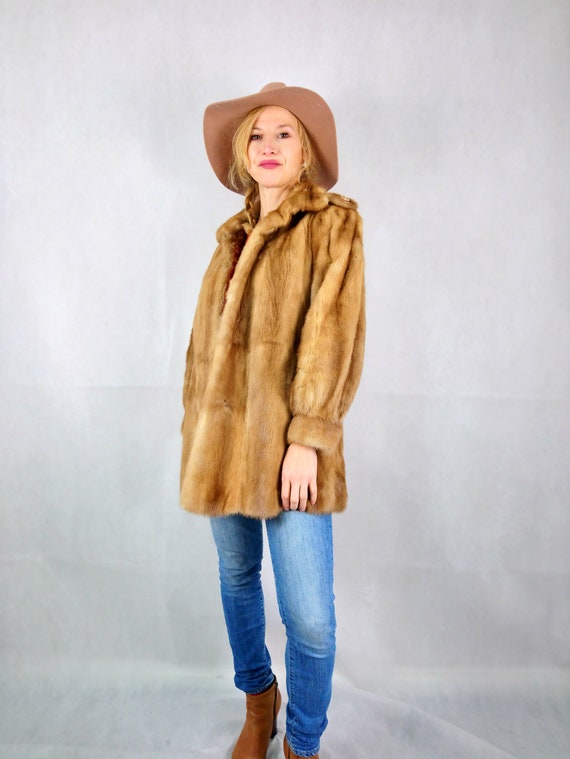 Vintage real mink jacket light brown. Personalisa… - image 1