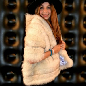 Weisse Silber Fuchs Stola: Weisser Schal,Kragen Cape,Handgefertigtes Futter