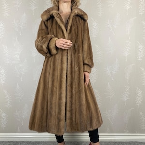 Real mink fur coat/ Vintage fur coat/ Size S/ longline brown mink long coat/ preloved brown winter fur coat/ women winter coat/ Long Coat.