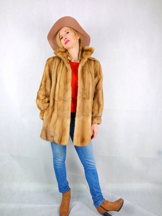 Vintage real mink jacket light brown. Personalisa… - image 2