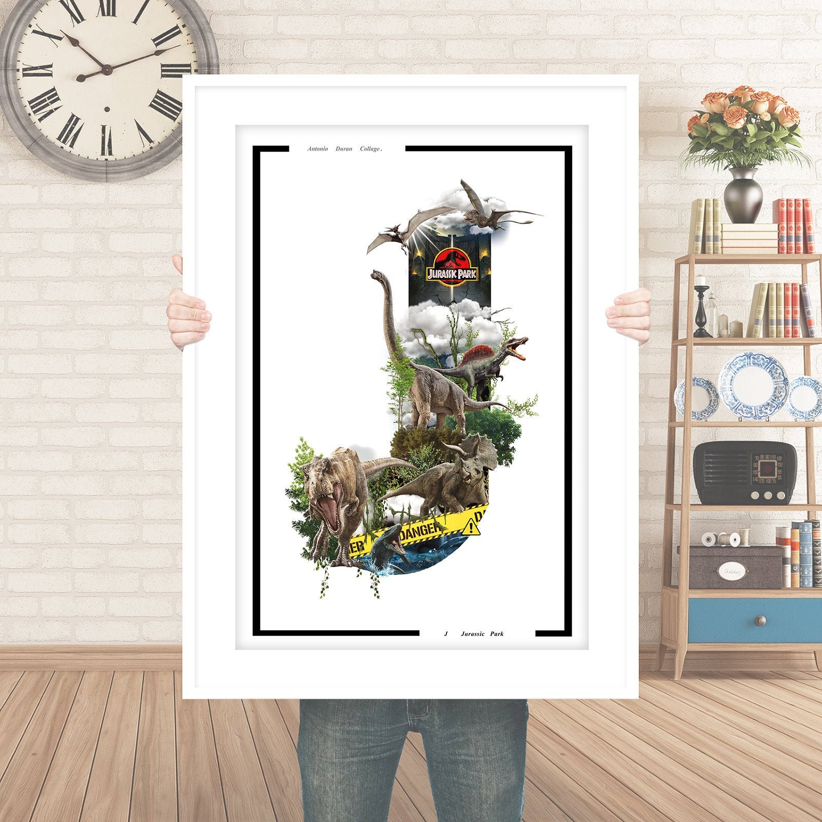 jurassic park movie letter j film poster print professionally printed