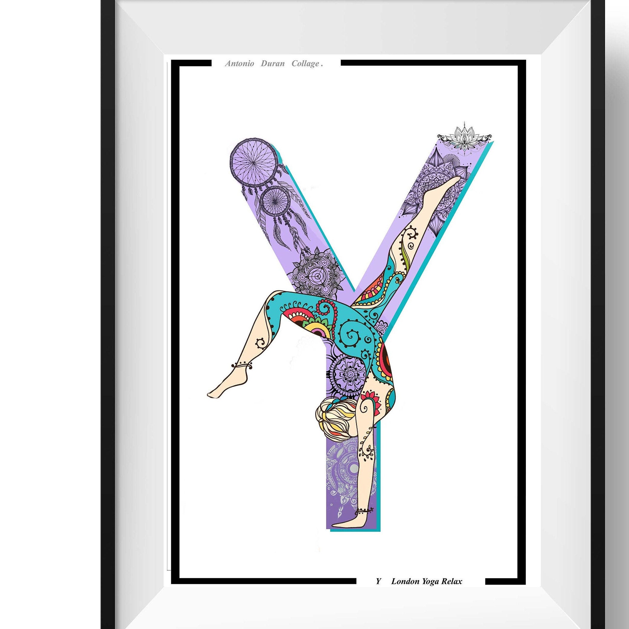 yoga pose alphabet poster digital body art london yoga