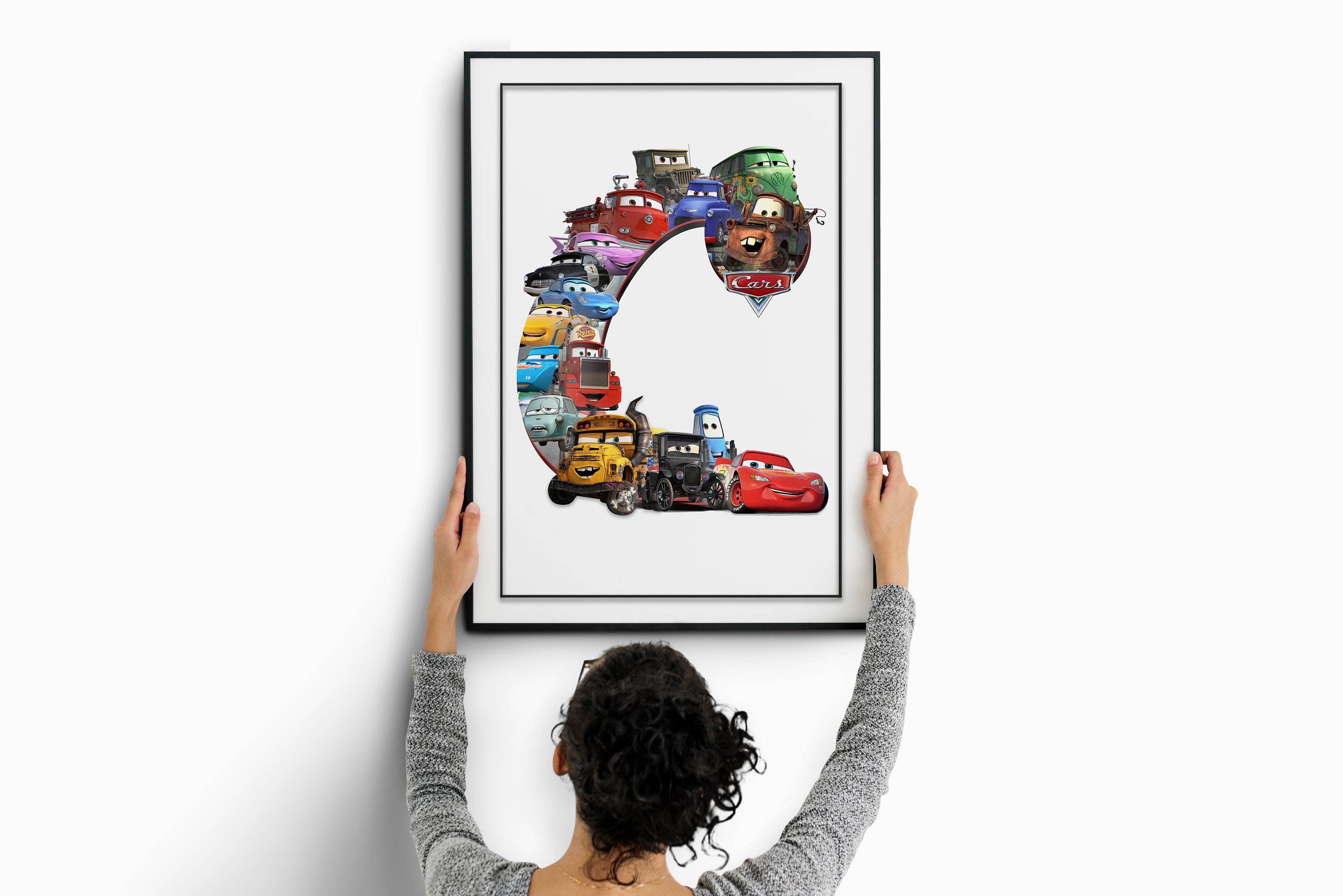 cars disney letter c movie poster print wall art printable available