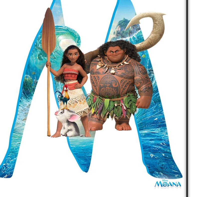moana poster print disney alphabet print moana maui
