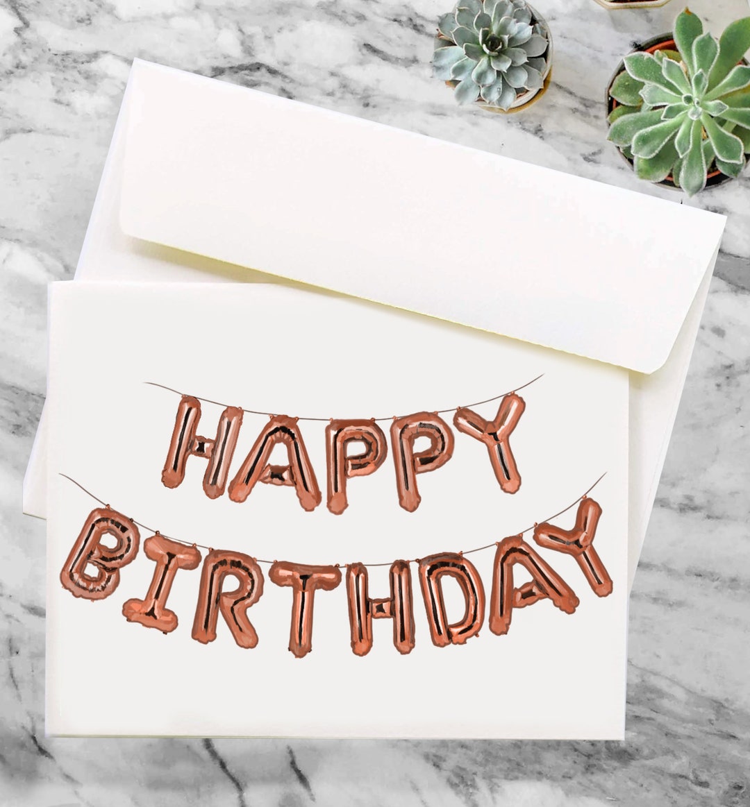 Printable Birthday Card & Envelope Happy Birthday Balloon Illustration