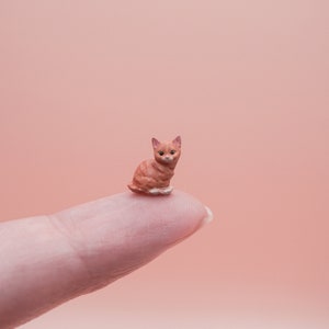 Tiny Sitting Orange Tabby KITTEN Miniature 1:24 G Scale Hand Painted Resin image 7