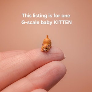 Tiny Pouncing Orange Tabby KITTEN Miniature- 1:24 G Scale - Hand Painted Resin
