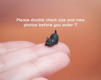 Tiny Pouncing Black KITTEN Miniature- 1:24 G Scale - Hand Painted Resin