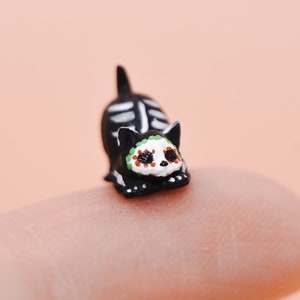 Tiny Pouncing Calavera KITTEN Miniature- 1:24 G Scale - Hand Painted Resin