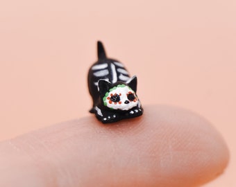 Tiny Pouncing Calavera KITTEN Miniature- 1:24 G Scale - Hand Painted Resin