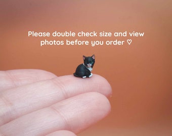 Tiny Sitting Tuxedo KITTEN Miniature- 1:24 G Scale - Hand Painted Resin