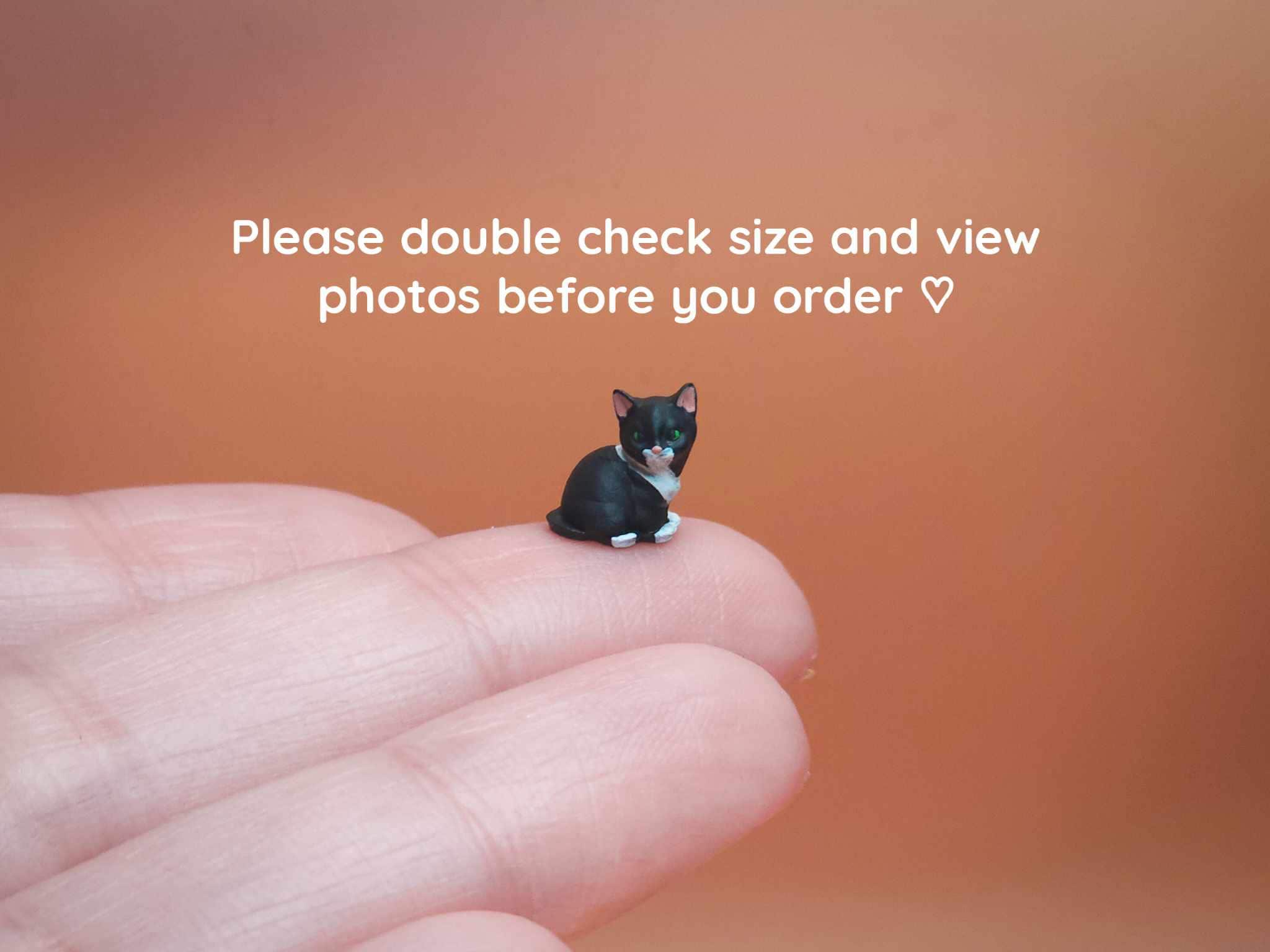 miniature teddy cat ❷ Tiny Sitting Tuxedo KITTEN Miniature- 1:24 G Scale - Hand
