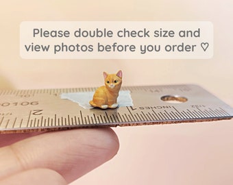 Tiny Sitting Orange Tabby KITTEN Miniature- 1:24 G Scale - Hand Painted Resin