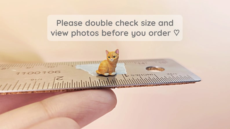 Tiny Sitting Orange Tabby KITTEN Miniature 1:24 G Scale Hand Painted Resin image 1