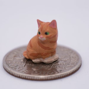 Tiny Sitting Orange Tabby KITTEN Miniature 1:24 G Scale Hand Painted Resin image 3