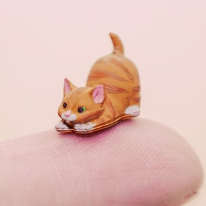 Tiny Pouncing Orange Tabby KITTEN Miniature- 1:24 G Scale - Hand Painted Resin