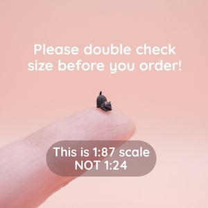 Micro Tiny Pouncing Black Kitten Miniature- 1:87 HO Scale - Hand Painted Resin - World&#39;s Smallest