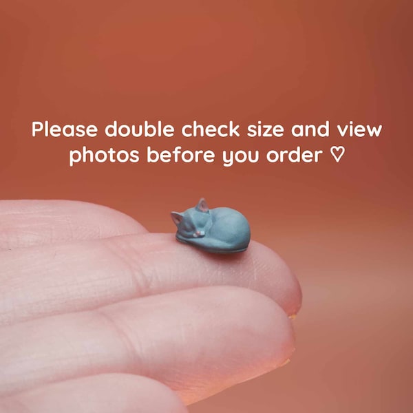 Tiny Sleeping KITTEN Miniature- 1:24 G Scale - Hand Painted Resin