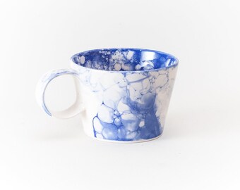 Ceramic Cup Sea Foam Bubbles coffee Tea cup Blue Color Bubbles Watercolor Sea Handmade by Iana Kaisheva