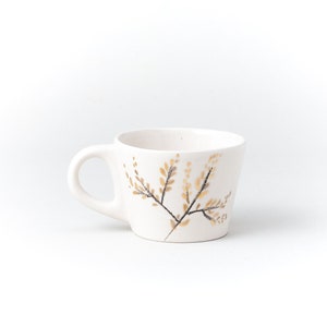 Ceramic Cup GOLD Blossomed Тree White Coffee cup with gold Handmade by Iana Kaisheva